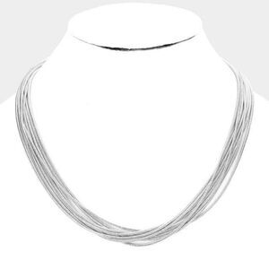 Metal Chain Multi Layered Silver Tone Necklace